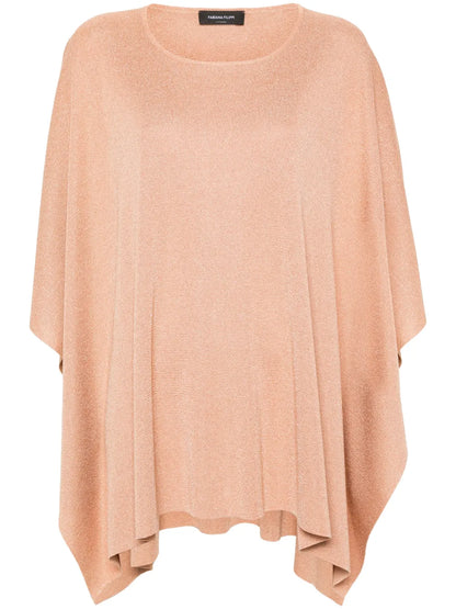Metallic-Threading Knitted Poncho