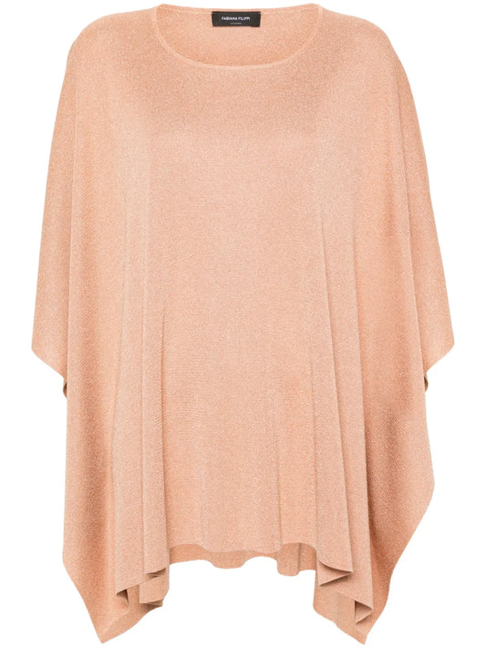 Metallic-Threading Knitted Poncho