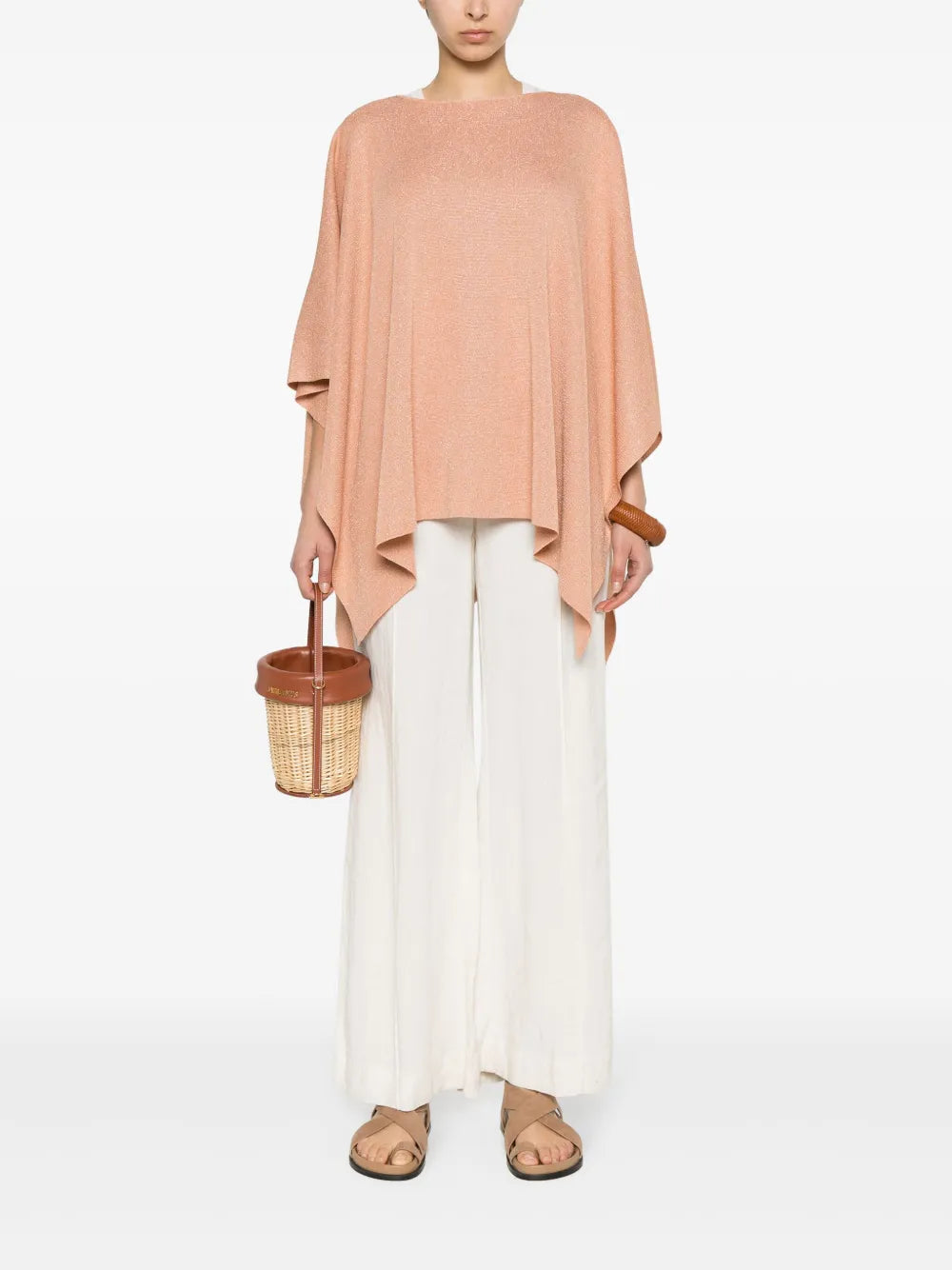 Metallic-Threading Knitted Poncho