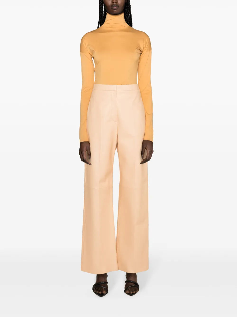 Wide-Leg Leather Trousers