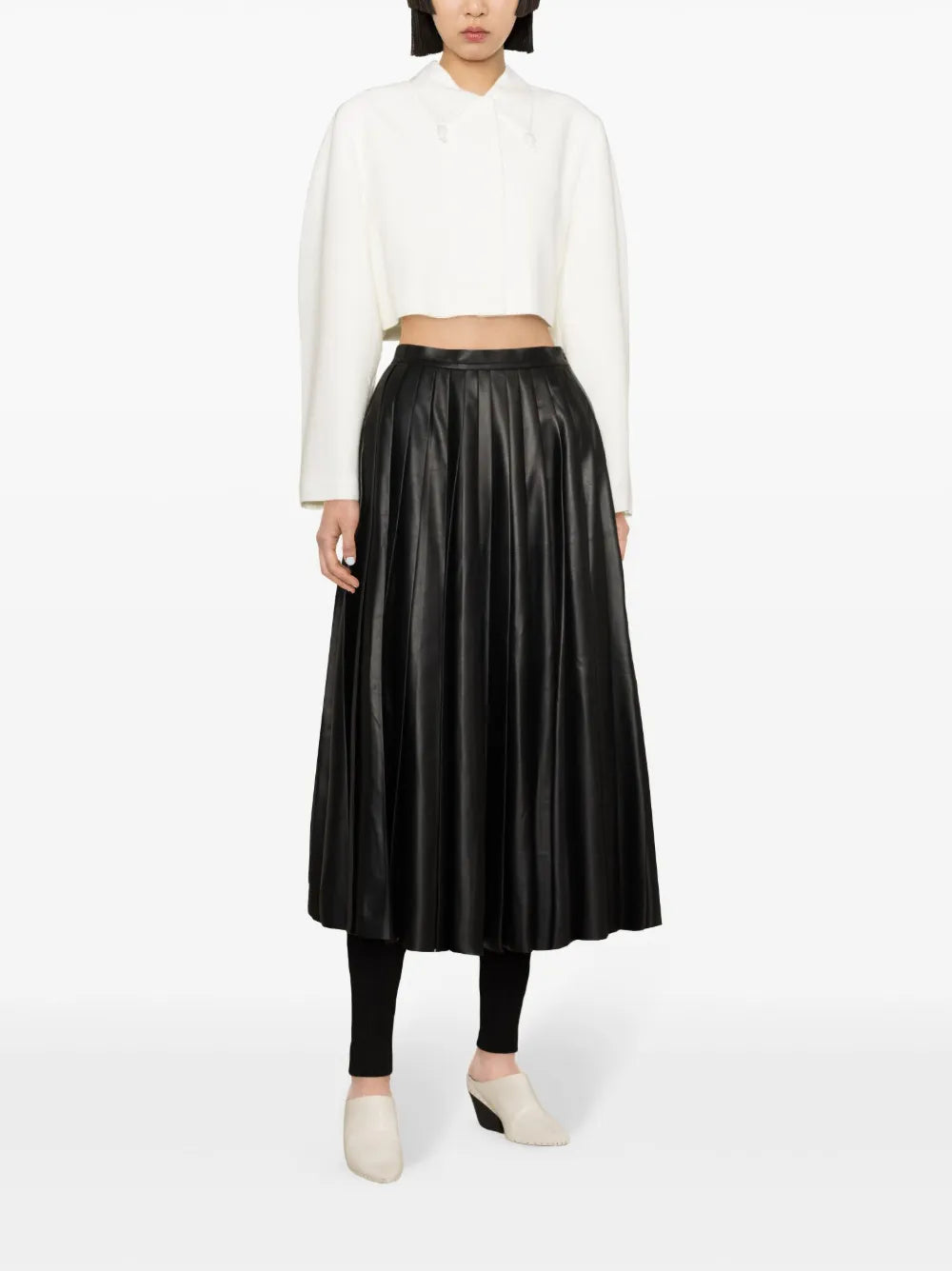 Pleated Leather Skirt