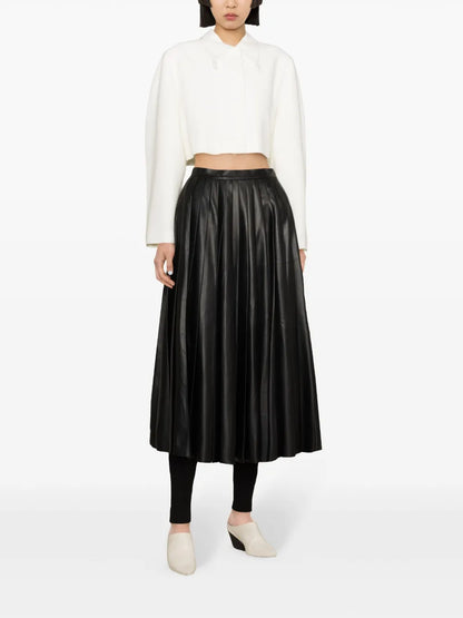 Pleated Leather Skirt