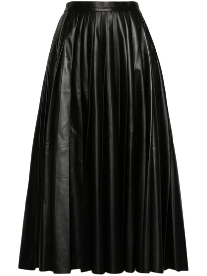 Pleated Leather Skirt