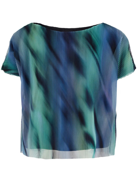 Graphic-Print Pleated T-Shirt