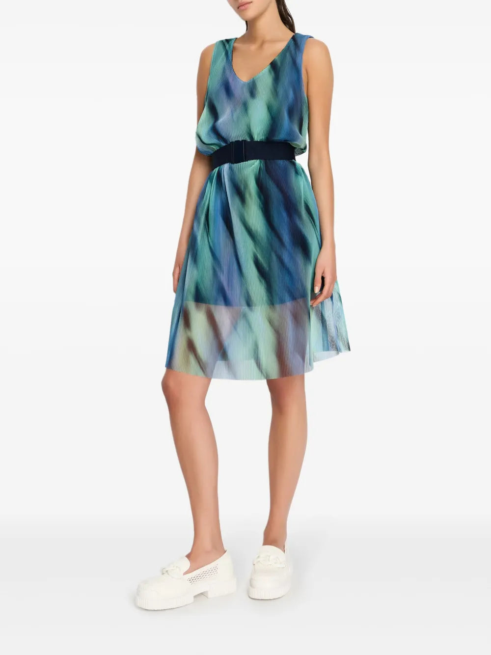 Graphic-Print Belted Minidress