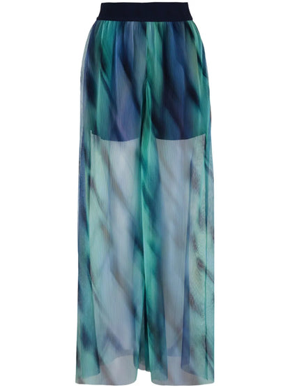 Abstract-Print Wide-Leg Trousers