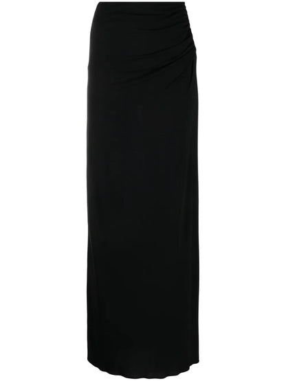 Plunge-Detail Gathered Maxi Skirt