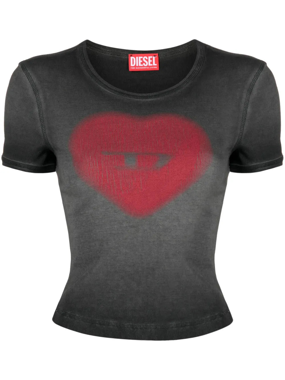 Logo Heart-Print Faded T-Shirt