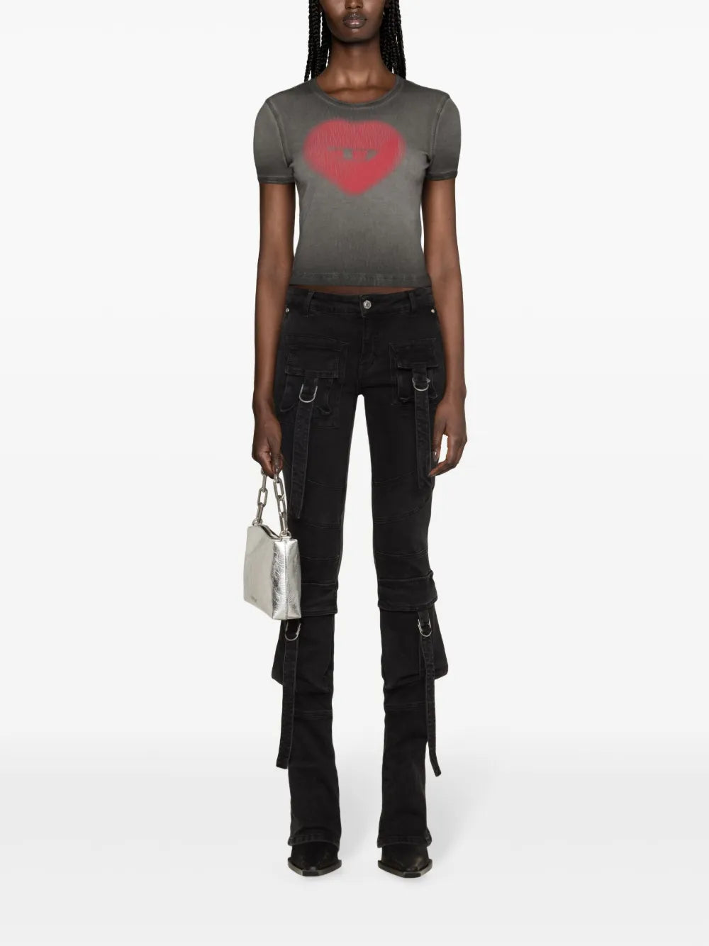 Logo Heart-Print Faded T-Shirt