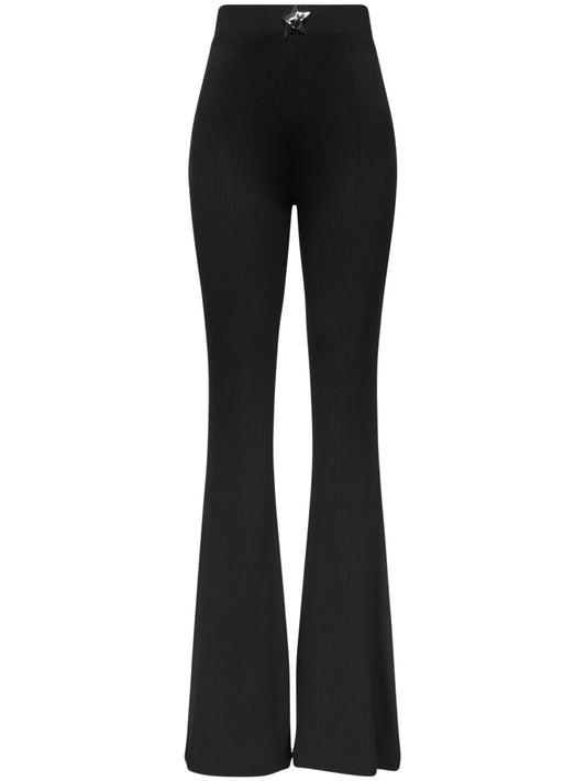 Star-Stud High-Waist Flared Trousers