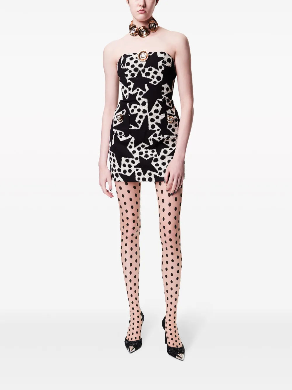 Star-Print Jacquard Minidress