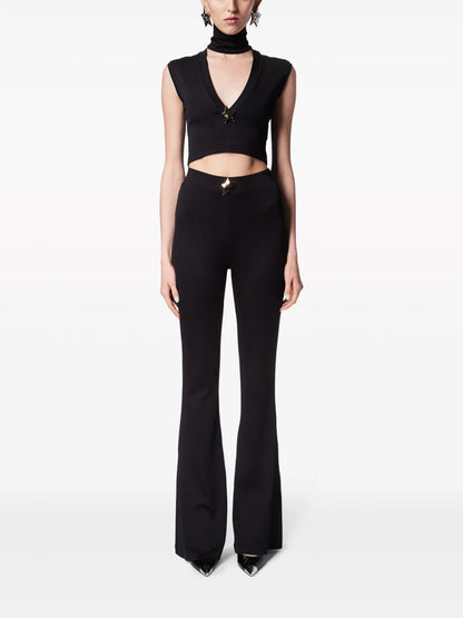 Star-Stud Rib-Knit Crop Top