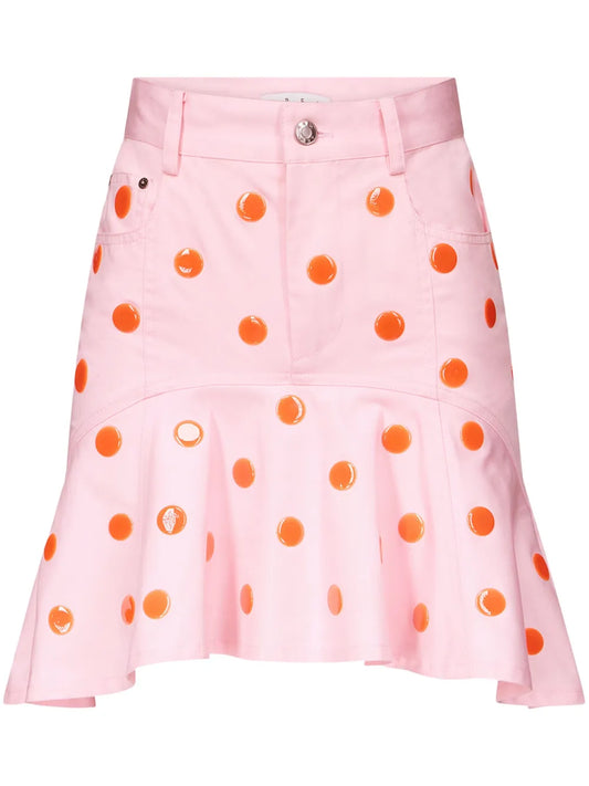 Polka Dot-Print Ruffle-Hem Skirt
