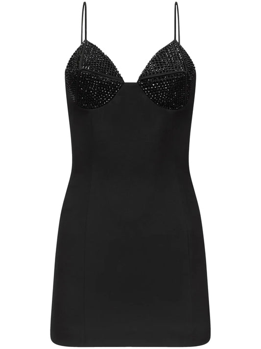 Crystal-Embellished V-Neck Minidress