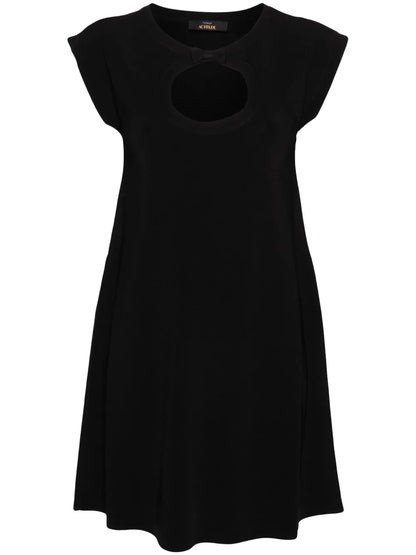 Cut-Out Ribbed-Knit Minidress