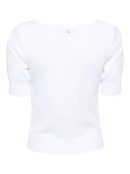 Bow-Detail Ribbed Top