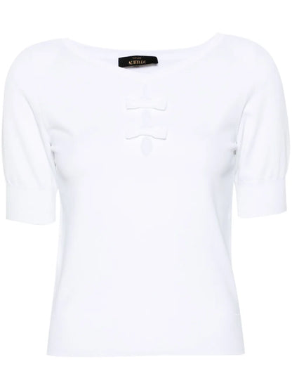 Bow-Detail Ribbed Top