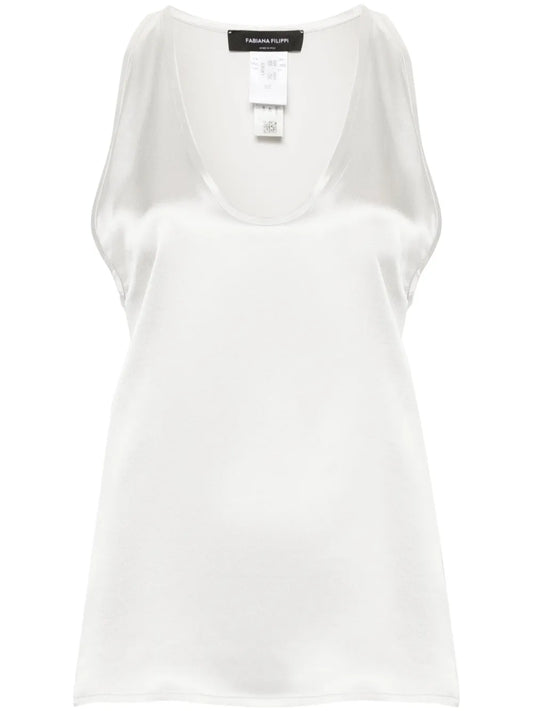 Scoop-Neck Silk Top