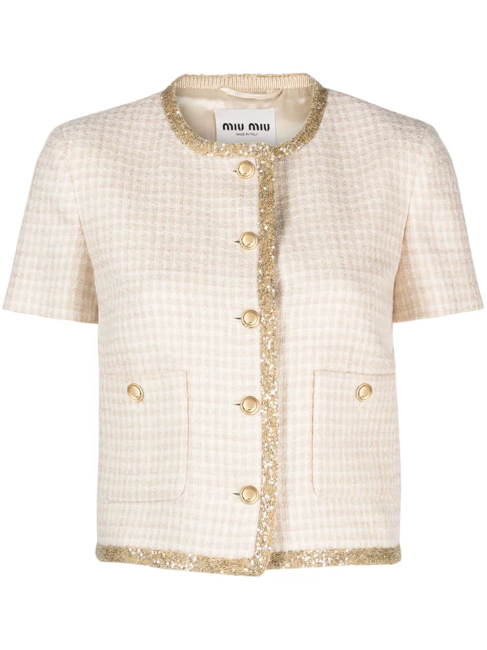 Check-Pattern Tweed Jacket