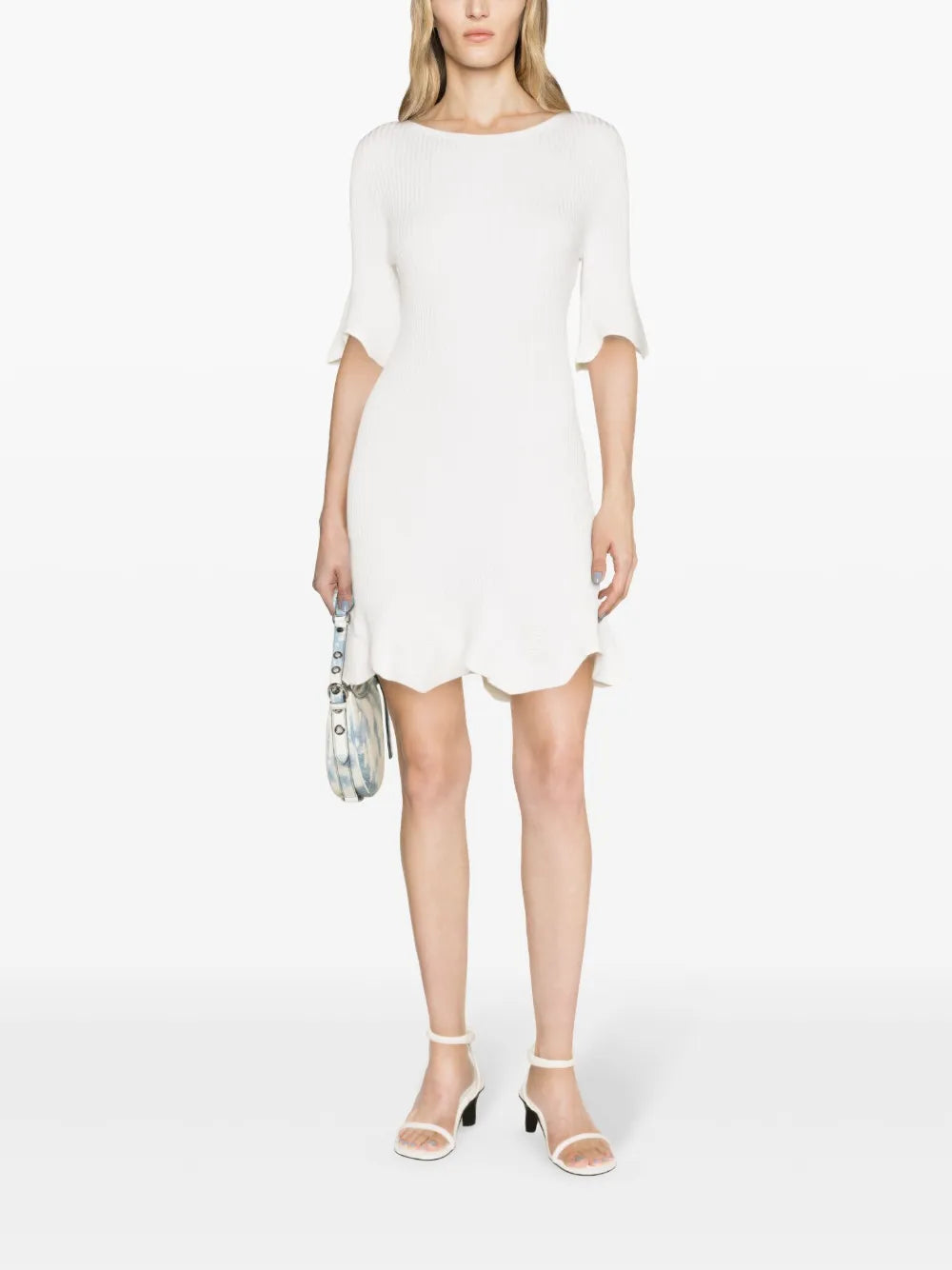 Ribbed-Knit Flared Minidress