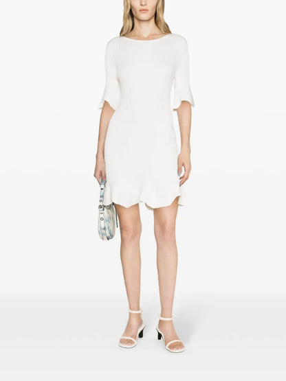 Ribbed-Knit Flared Minidress