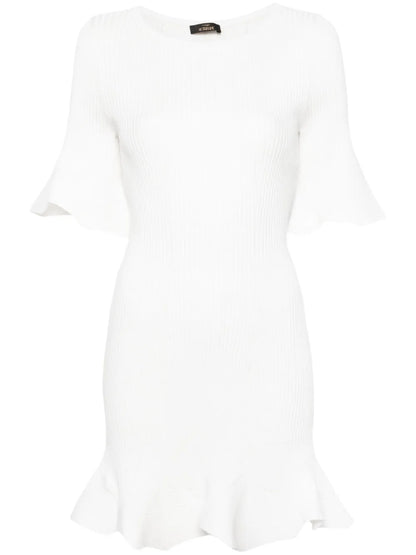 Ribbed-Knit Flared Minidress