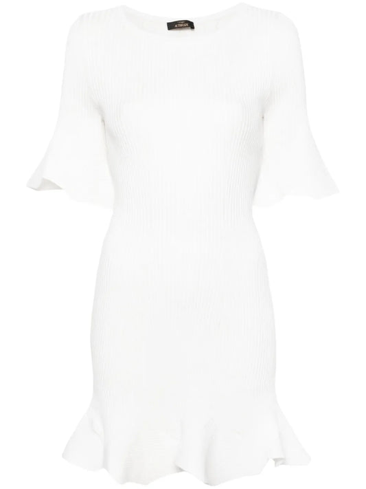 Ribbed-Knit Flared Minidress