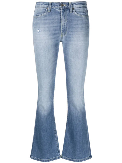 Distressed-Effect Flared-Leg Jeans