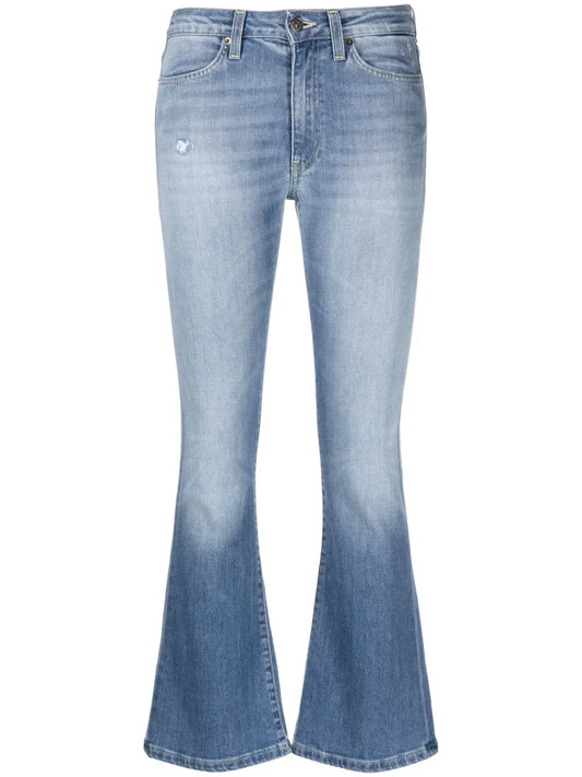 Distressed-Effect Flared-Leg Jeans