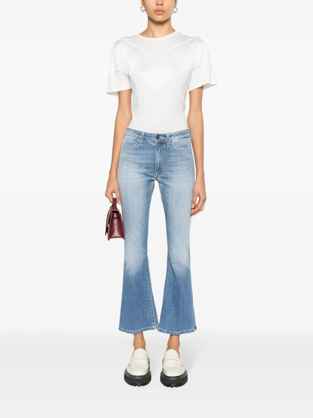 Distressed-Effect Flared-Leg Jeans