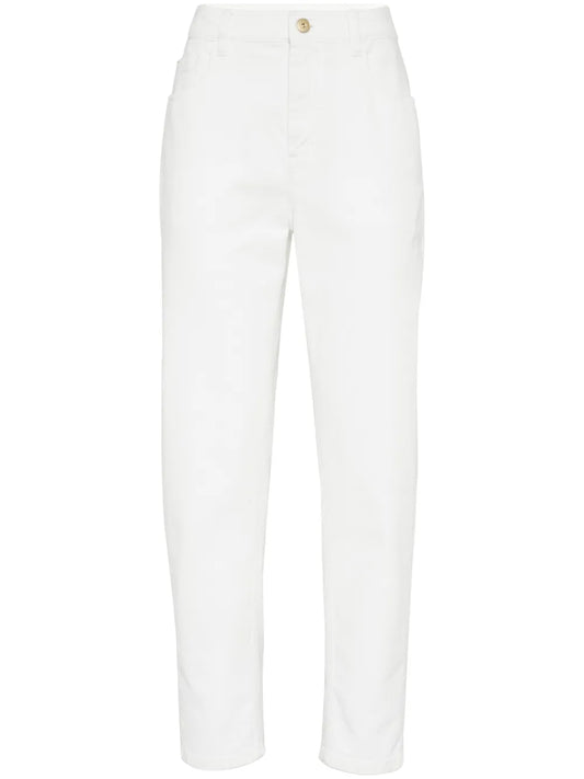Monili-Chain High-Rise Tapered Jeans