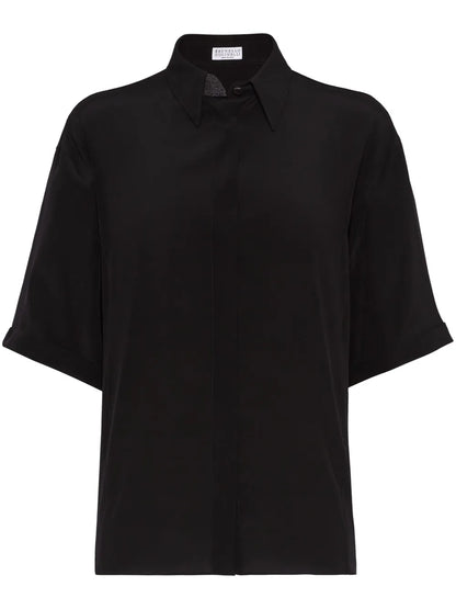 Monili Bead-Mbellished Silk Shirt