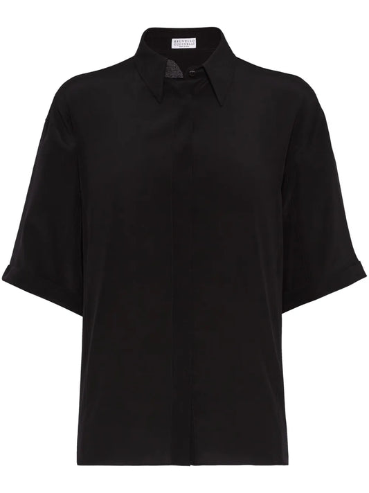 Monili Bead-Mbellished Silk Shirt