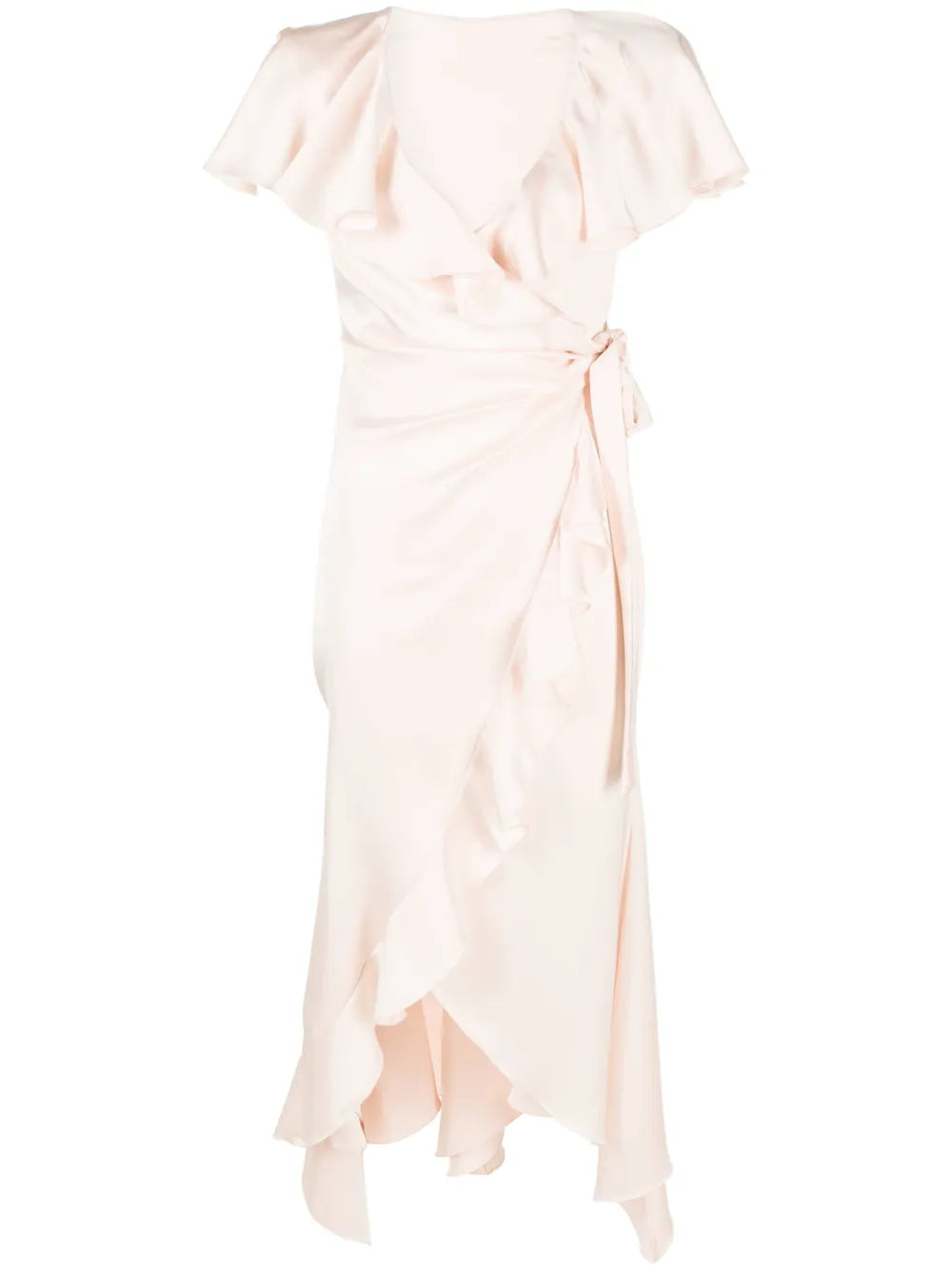 Ruffled Satin Wrap Dress