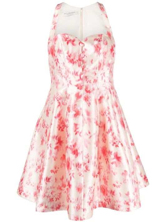 Floral-Print Flared Minidress