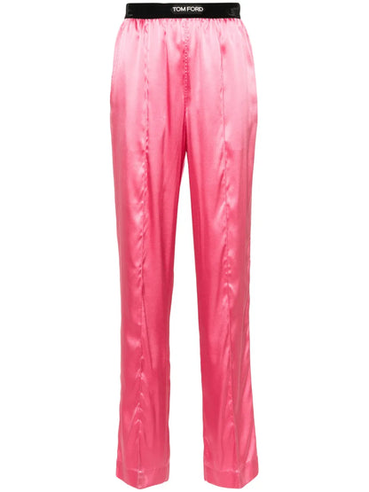 Straight-Leg Silk Trousers