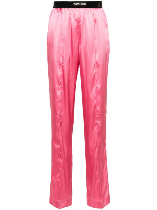 Straight-Leg Silk Trousers