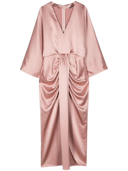 V-Neck Satin-Finish Dress