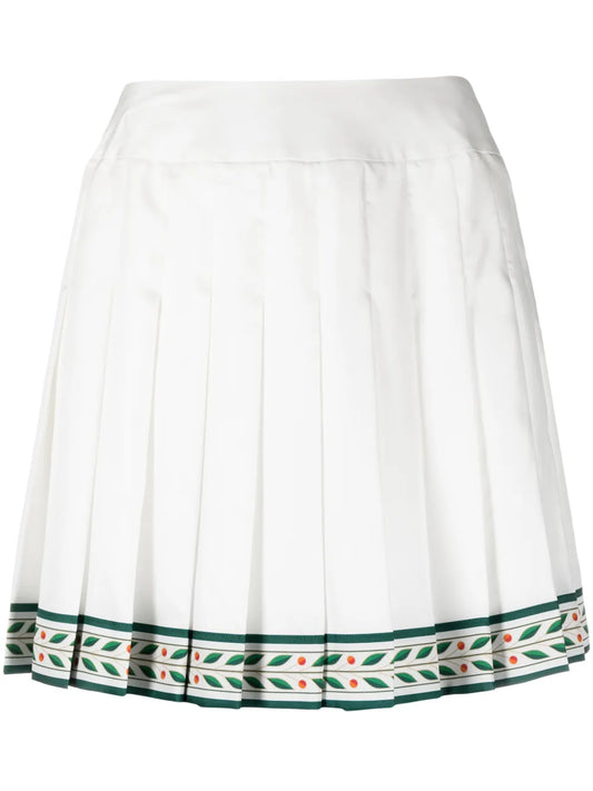 Laurel Pleated Silk Miniskirt