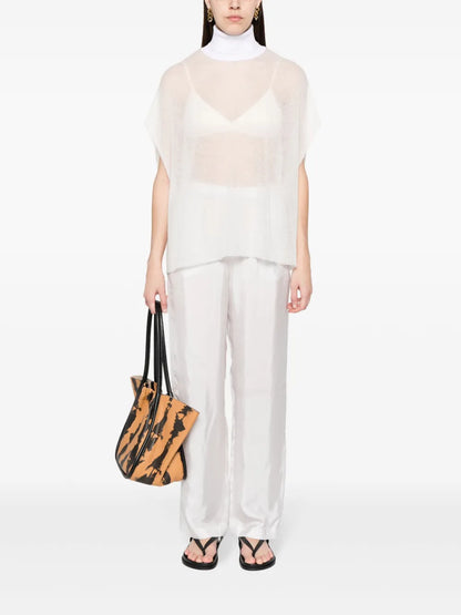 Open-Knit High-Neck Top