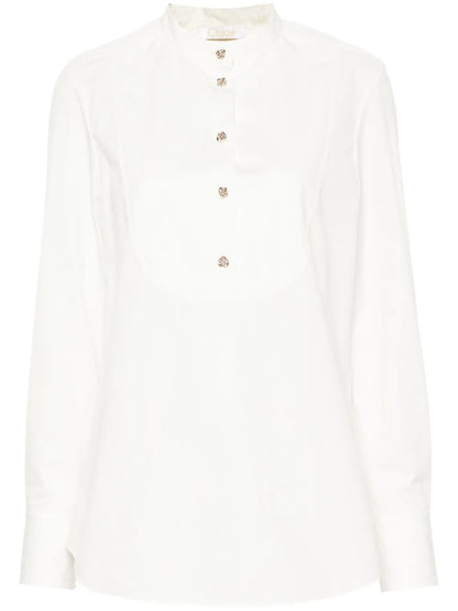 Sculpted-Buttons Cotton Shirt