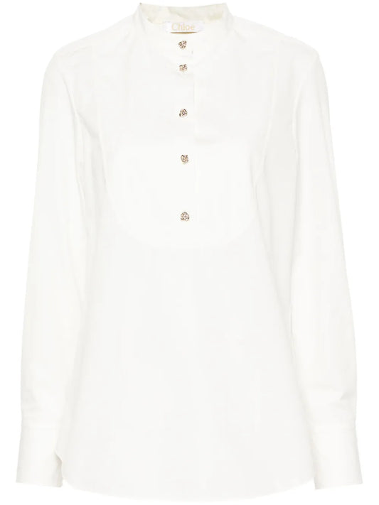 Sculpted-Buttons Cotton Shirt