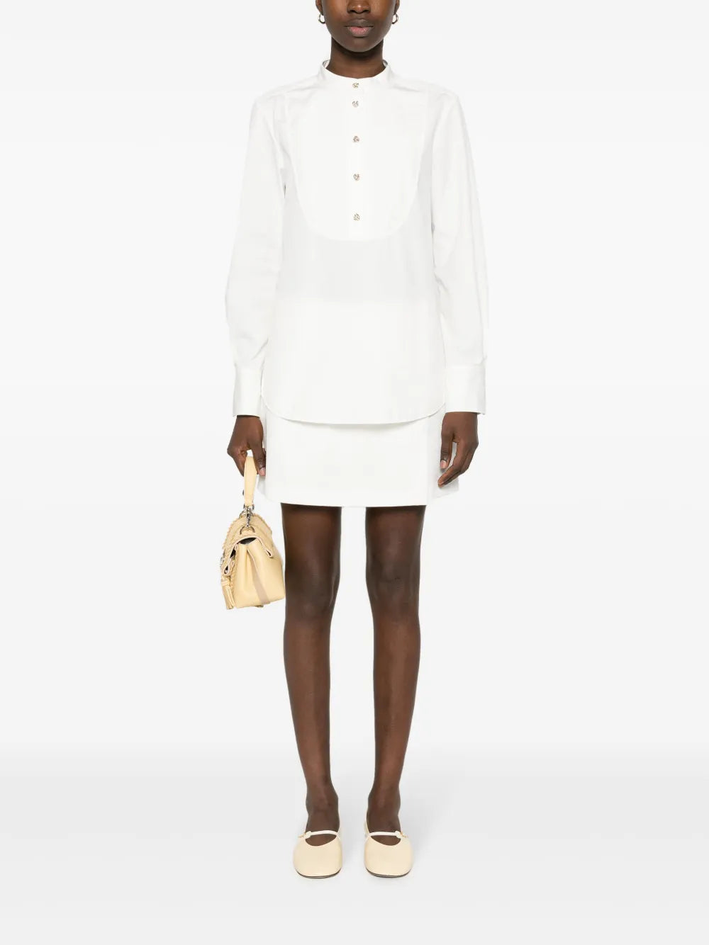 Sculpted-Buttons Cotton Shirt