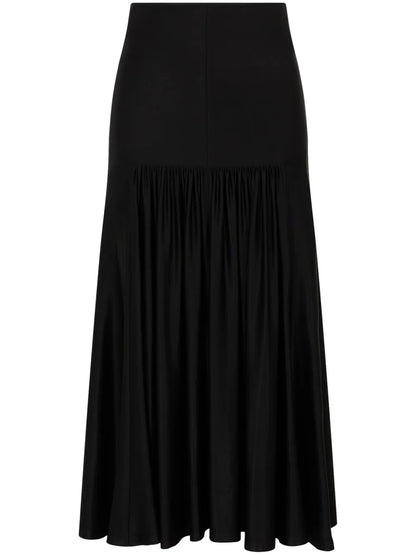 Button-Embellished Draped Skirt