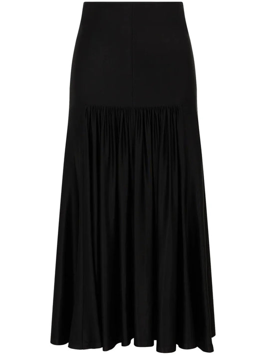 Button-Embellished Draped Skirt