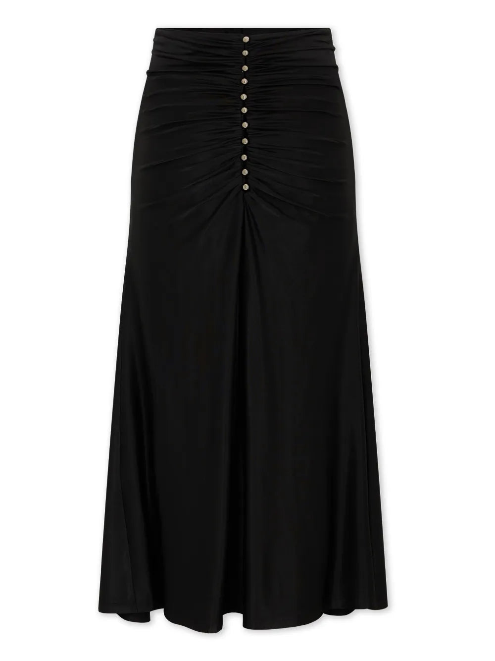 Button-Embellished Draped Skirt