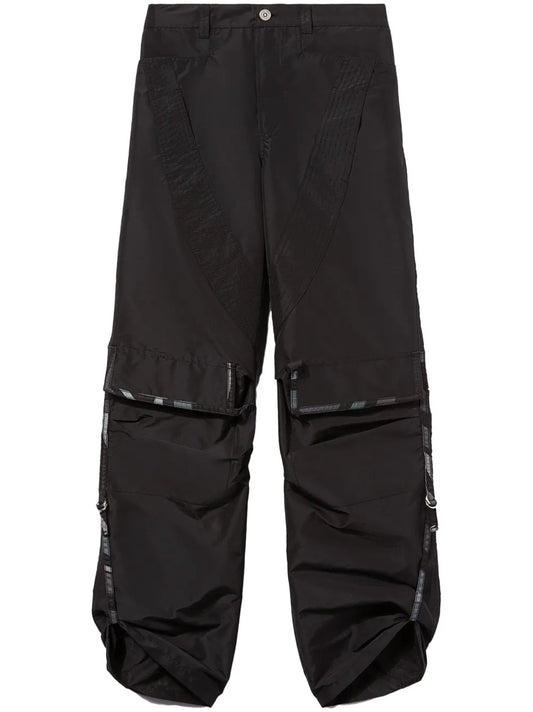 Patterned-Trim Taffeta Cargo Trousers