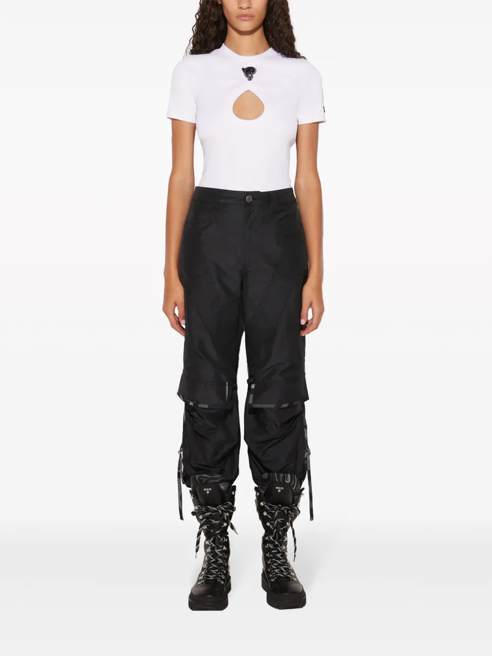 Patterned-Trim Taffeta Cargo Trousers