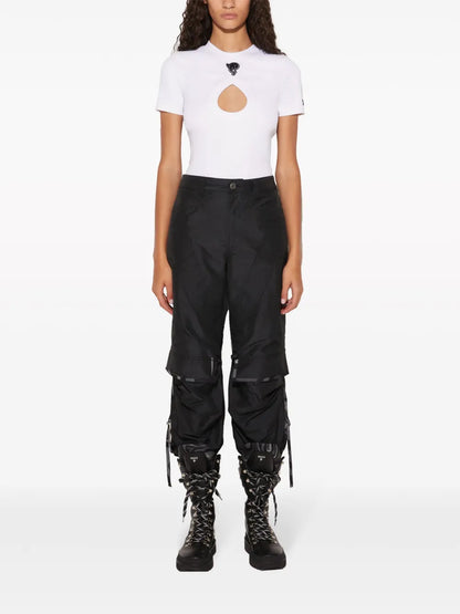 Patterned-Trim Taffeta Cargo Trousers