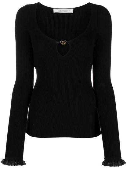 Logo-Plaque Ribbed-Knit Top